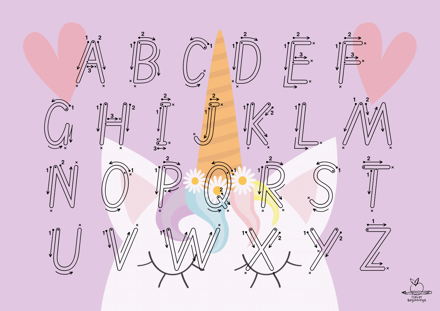 Unicorn Dry Erase Letter Tracing Workbook