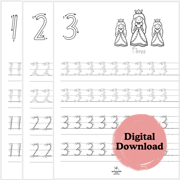 123 Fairytale Number Tracing Book (DIGITAL DOWNLOAD)