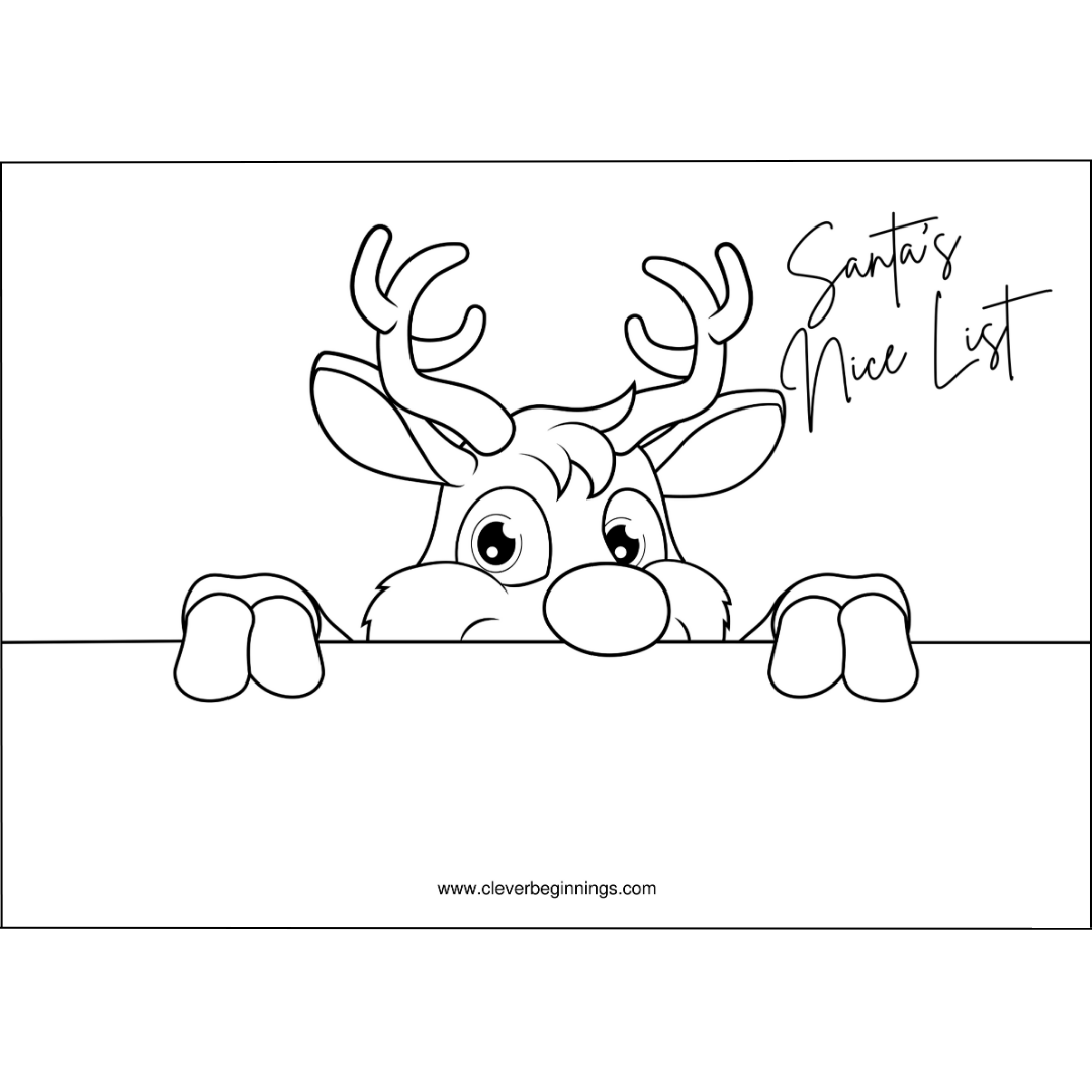 Santa's Nice List (Reindeer) - Christmas Worksheet (DIGITAL DOWNLOAD)