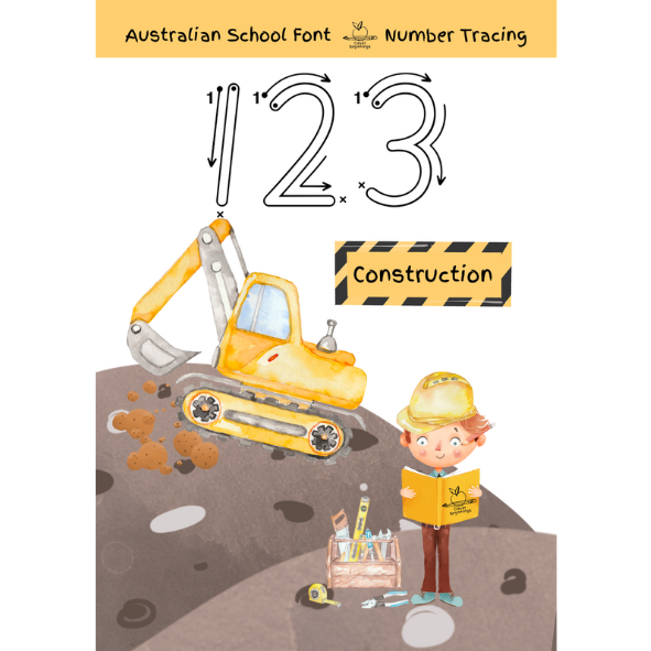 Construction Number 7 123 Construction Number Tracing Book (DIGITAL DOWNLOAD) – Clever Beginnings