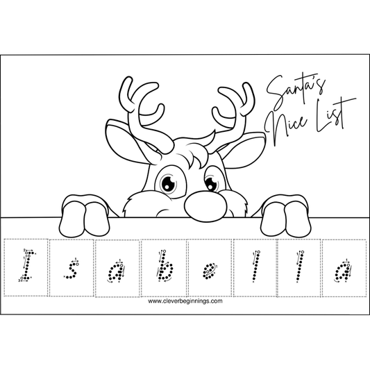 Santa's Nice List (Reindeer) - Christmas Worksheet (DIGITAL DOWNLOAD)
