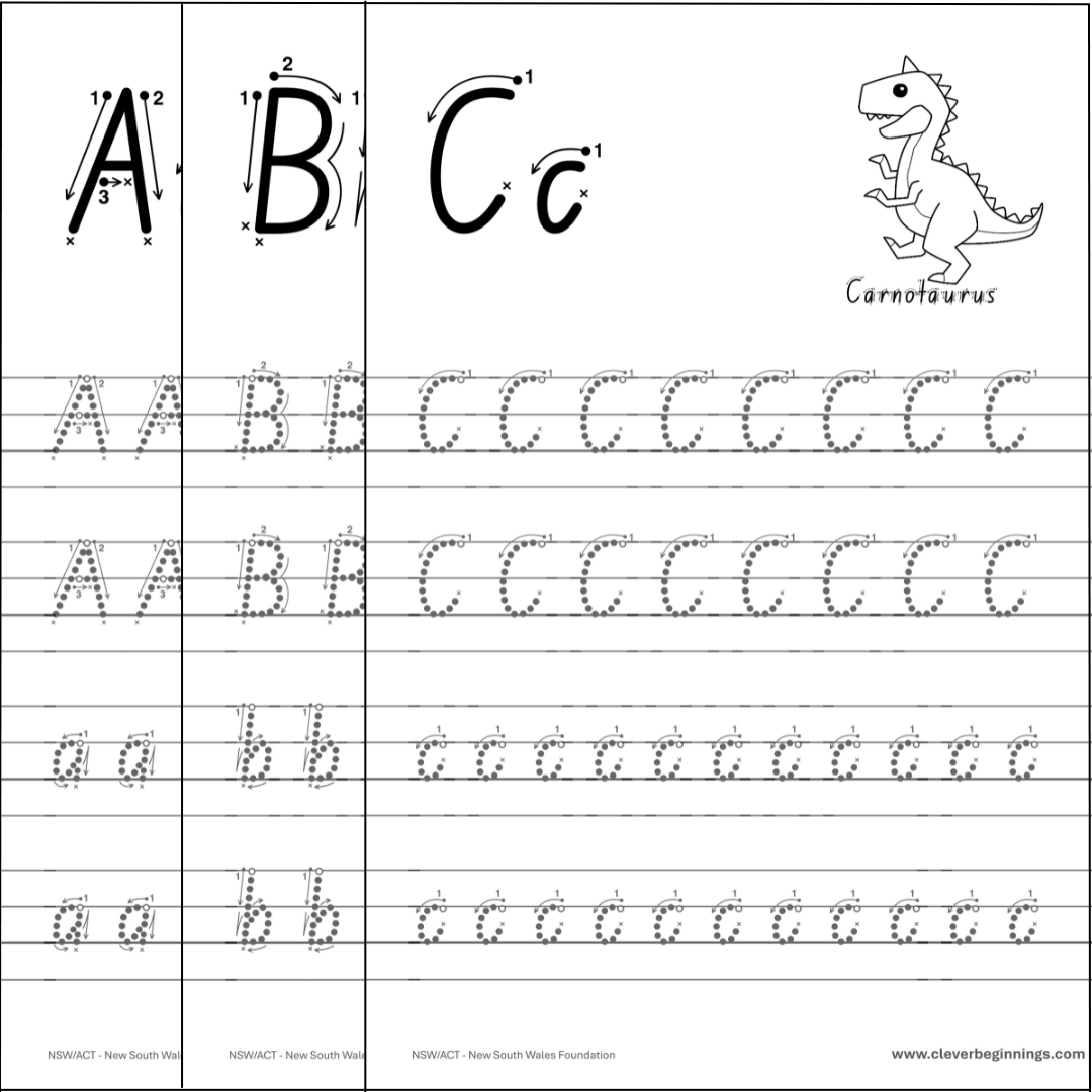 ABC Dinosaur Letter Tracing Workbook (DIGITAL DOWNLOAD)